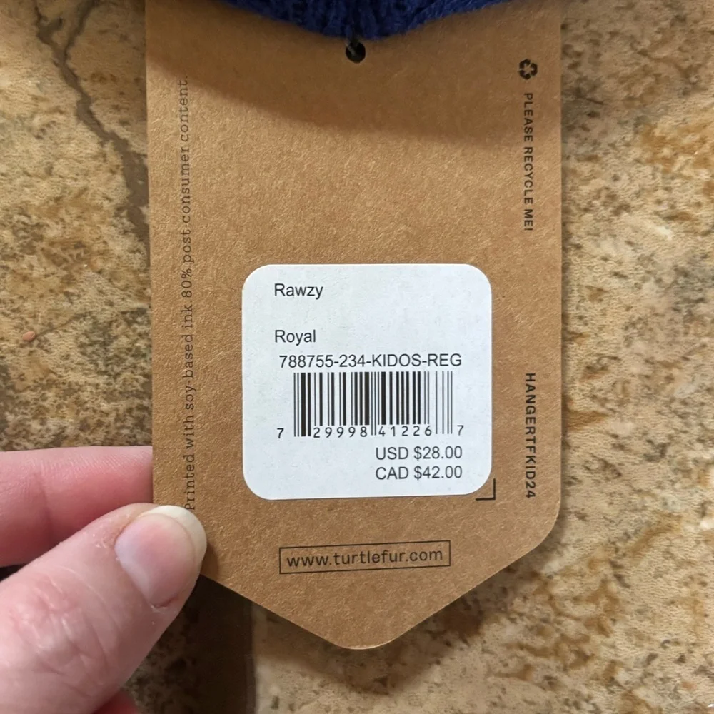 NWT kids Turtle Fur Rawzy Beanie sz 3-6 yrs